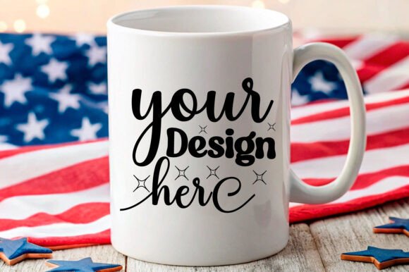4th of July White Mug Mockup 7 – A Patriotic Graphic Asset for Product Mockups
