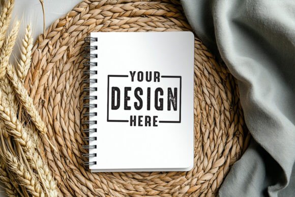 Aesthetic Spiral Notebook Mockup 03 - Product Mockups for Graphics