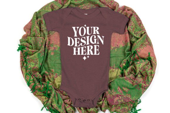 Bella Canvas 100B Bodysuit Mockup Maroon - A Playful Graphic for Product Mockups
