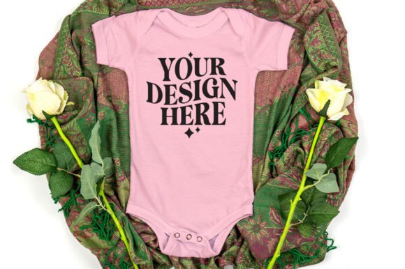 Bella Canvas 100B Bodysuit Mockup Pink - A Playful Graphics Asset for Product Mockups