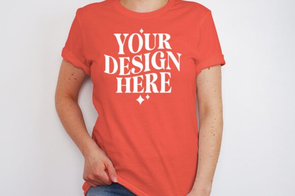 Bella Canvas 3001 Coral Mockup for Product Mockups and Graphics