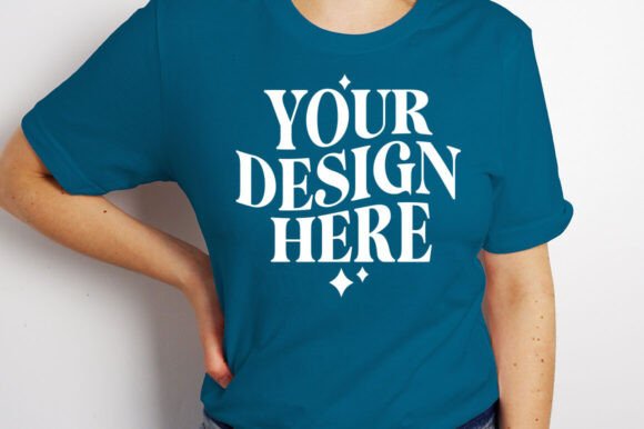 Bella Canvas 3001 Deep Teal Mockup for Product Mockups and Graphics
