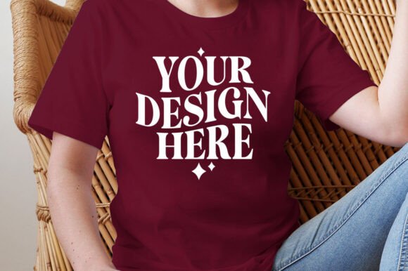 Bella Canvas 3001 Maroon Mockup for Product Mockups and Graphics
