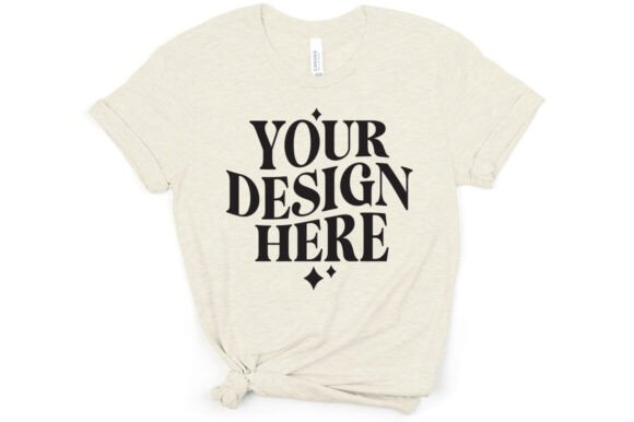Bella Canvas 3001 Mockup Heather Dust for Product Mockups and Graphics