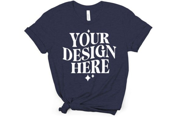 Bella Canvas 3001 Mockup Heather Navy for Product Mockups and Graphics