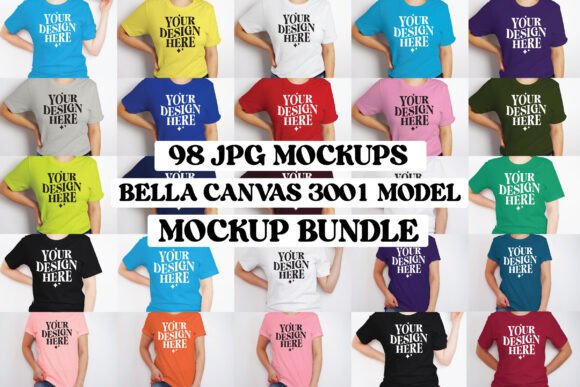 Bella Canvas 3001 Model Mockup Bundle for Product Mockups and Graphics