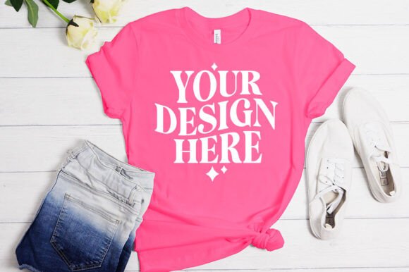 Bella Canvas Charity Pink Mockup for Product Mockups and Graphics