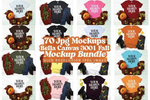 Bella Canvas Fall Mockup Bundle, Trendy for Product Mockups and Graphics