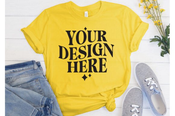 Bella Canvas Yellow Mockup for Product Mockups and Graphics