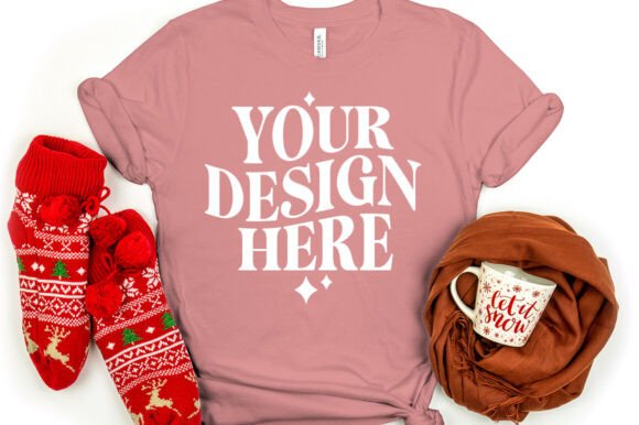 Christmas Bella Canvas 3001 Mockup Mauve for Professional Graphics
