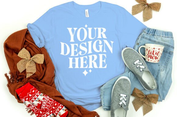 Christmas Bella Canvas 3001 Mockup Ocean: A Graphic Design Asset for Product Mockups