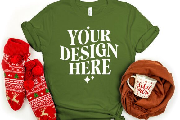 Christmas Bella Canvas 3001 Mockup Olive: A Versatile Graphic Asset for Branding