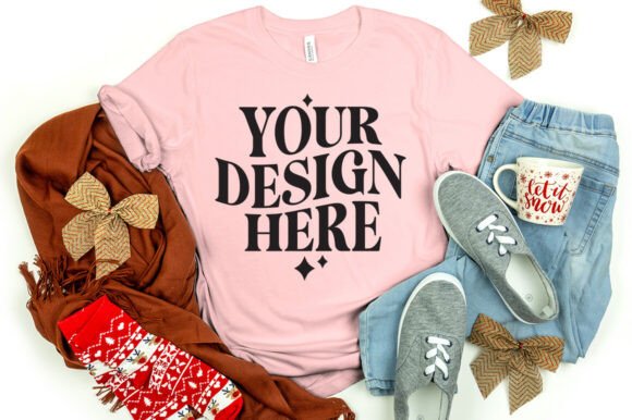Christmas Bella Canvas 3001 Mockup Pink - A Versatile Graphic Design Asset