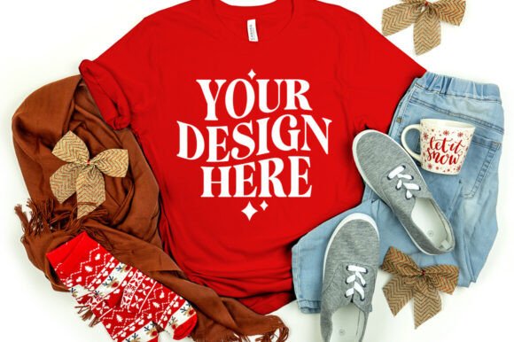 Christmas Bella Canvas 3001 Mockup Red Review