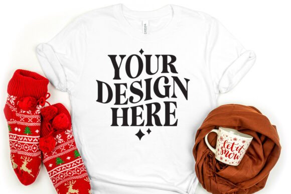 Christmas Bella Canvas 3001 Mockup White for Graphic Design Projects