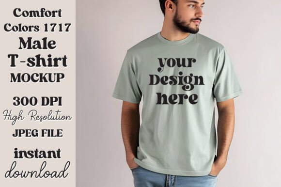 Comfort Colors 1717 Bay Men Mockup 10 for Product Mockups and Graphics