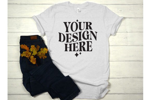 Fall Bella Canvas 3001 Ash Mockup for Graphics and Product Mockups