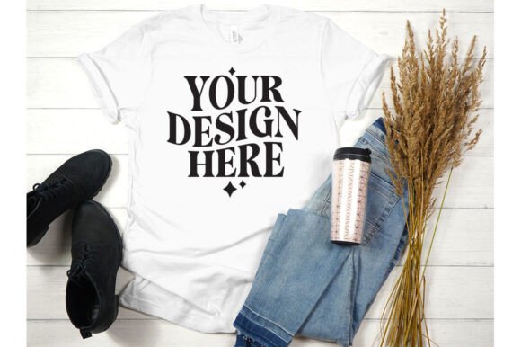 Fall Bella Canvas 3001 White Mockup for Branding and Product Design