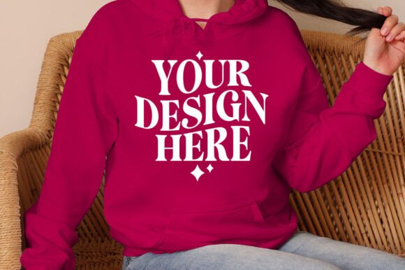 Gildan 18500 Hoodie Heliconia Mockup - A Modern Graphic Design Asset