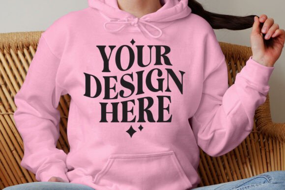 Gildan 18500 Hoodie Light Pink Mockup - Graphics for Product Mockups