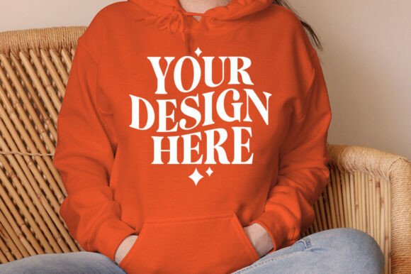 Gildan 18500 Hoodie Orange Mockup - A Versatile Graphic Design Asset