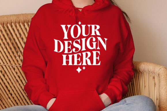 Gildan 18500 Hoodie Red Mockup - A Graphic Design Asset for Product Mockups