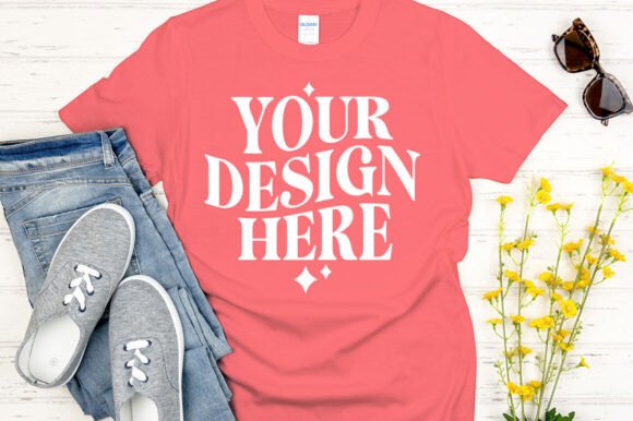 Gildan 64000 Mockup Coral Silk Graphics