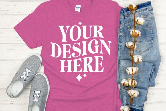 Gildan 64000 Mockup Heather Berry Graphics