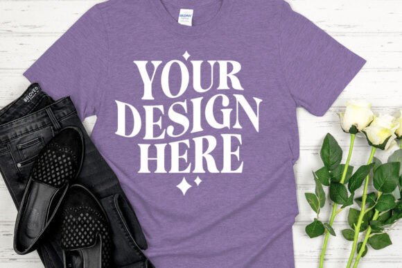 Gildan 64000 Mockup Heather Purple Review