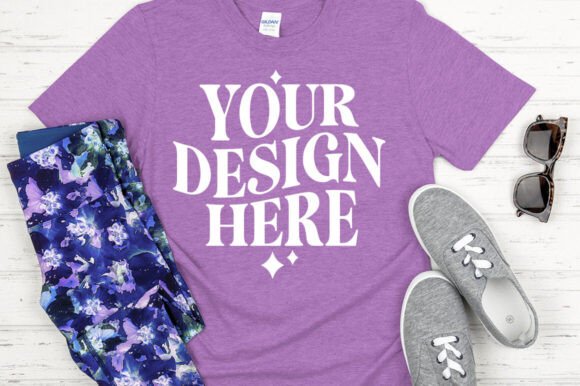 Gildan 64000 Mockup Heather Radiant - A Must-Have Graphic Asset