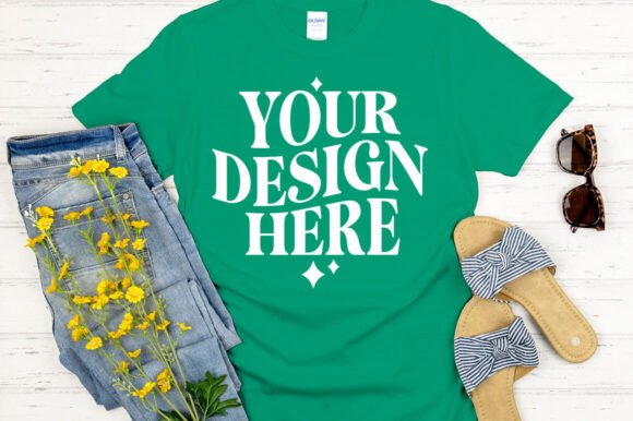Gildan 64000 Mockup Kelly Green - A Graphic Design Asset for Product Mockups