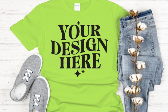 Gildan 64000 Mockup Lime - A Vibrant Graphic Mockup for Handmade Creations