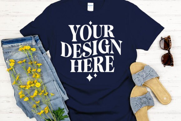 Gildan 64000 Mockup Navy: A Versatile Graphics Asset for Product Mockups
