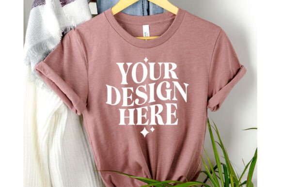 Trendy Heather Mauve 3001 Hanging Mockup for Product Mockups and Graphics